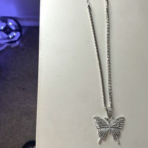 Silver butterfly necklace
